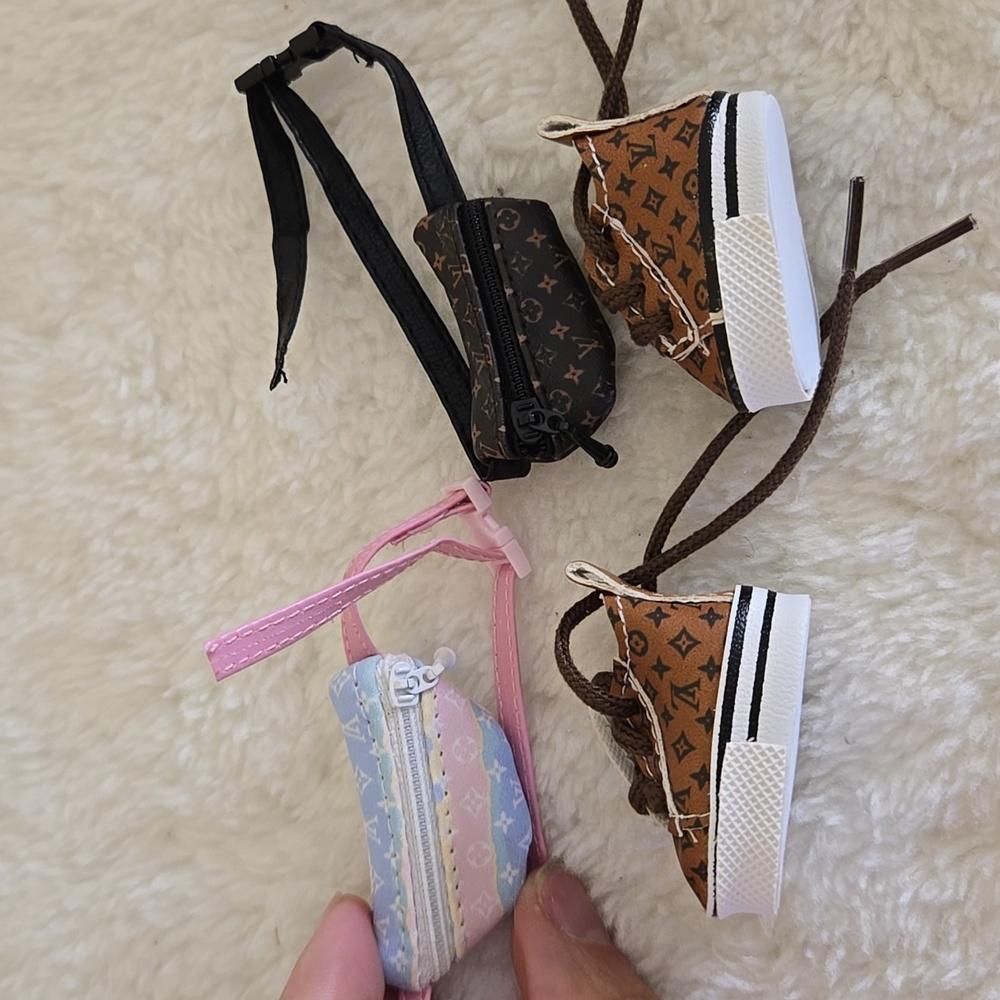 Labubu Accessories - Brown Sneakers and Two Belt Bags